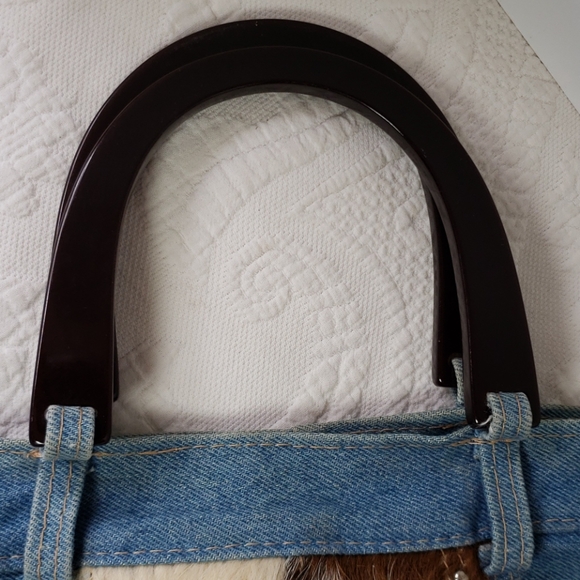 Saddle Barn Cowhide denim purse - Picture 7 of 9